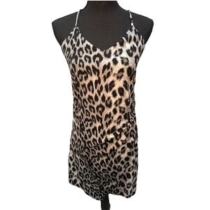 Free Press Mini Dress Women's Small Gray Animal Print Spaghetti Strap Stretch